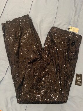 Express Black Sequin Wide-Leg Trousers